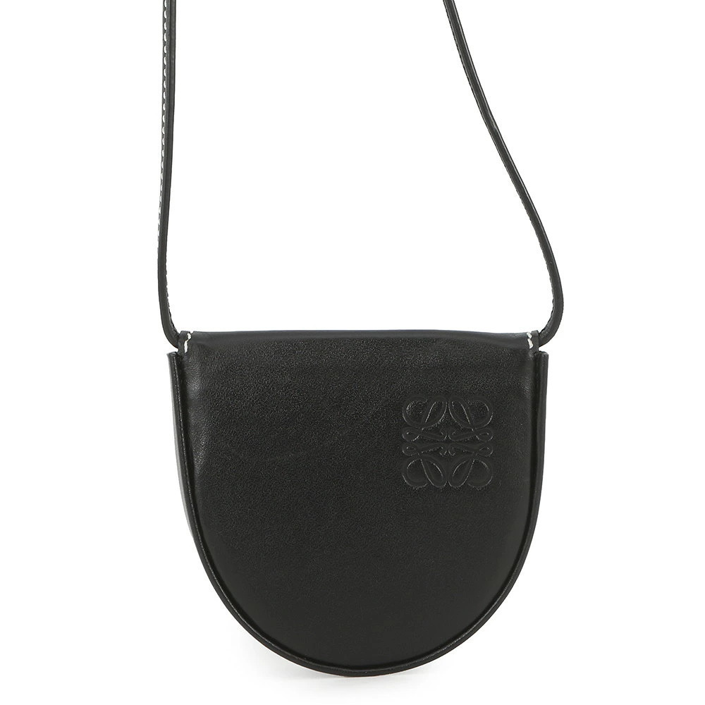 Loewe Shoulder Bag Heel Pouch Clutch Calf Leather Black